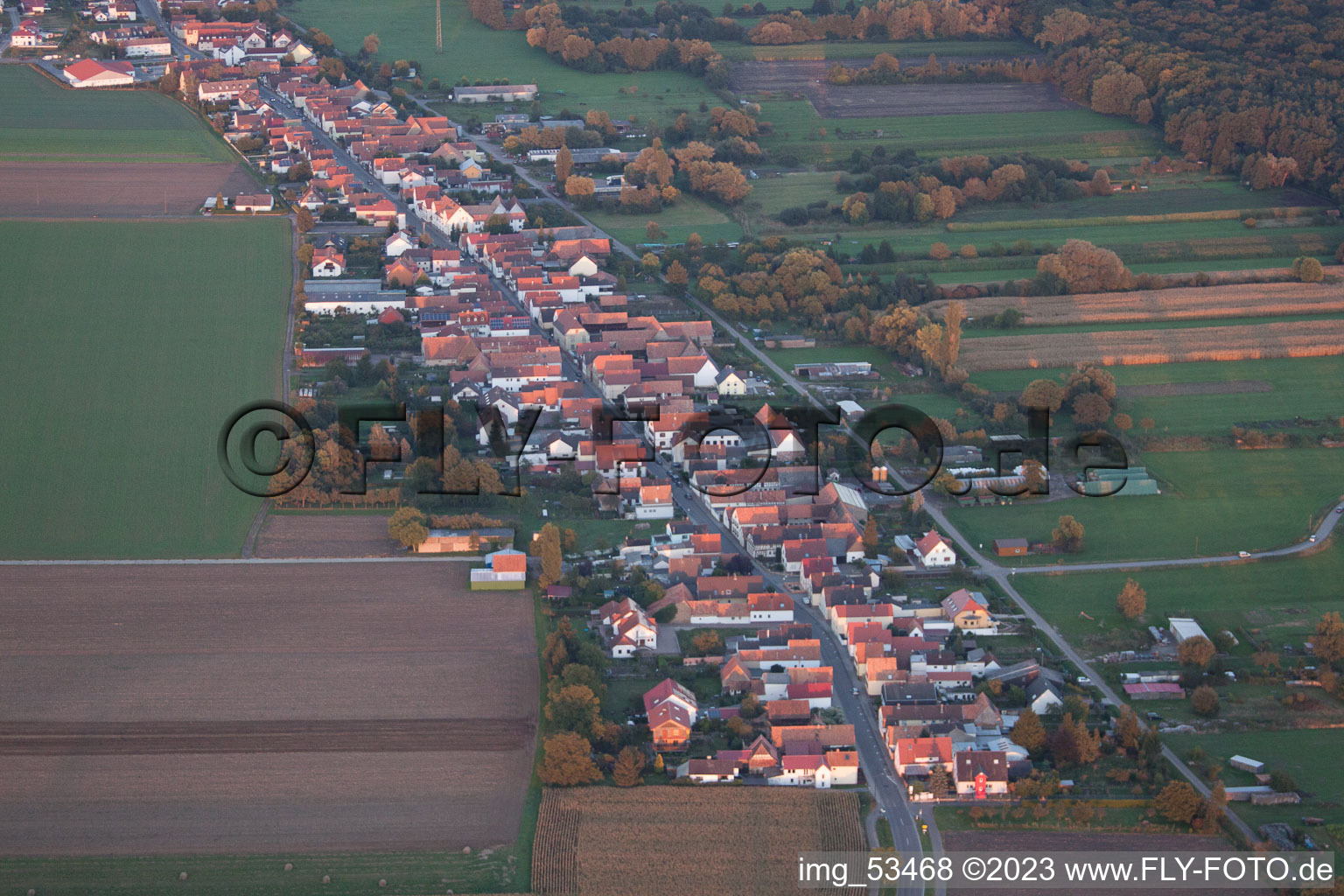 Saarstr in Kandel in the state Rhineland-Palatinate, Germany viewn from the air