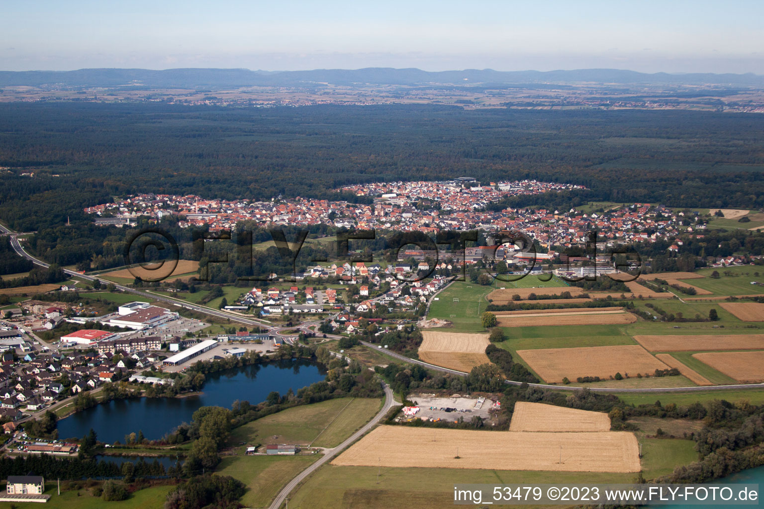 Bird's eye view of Soufflenheim in the state Bas-Rhin, France