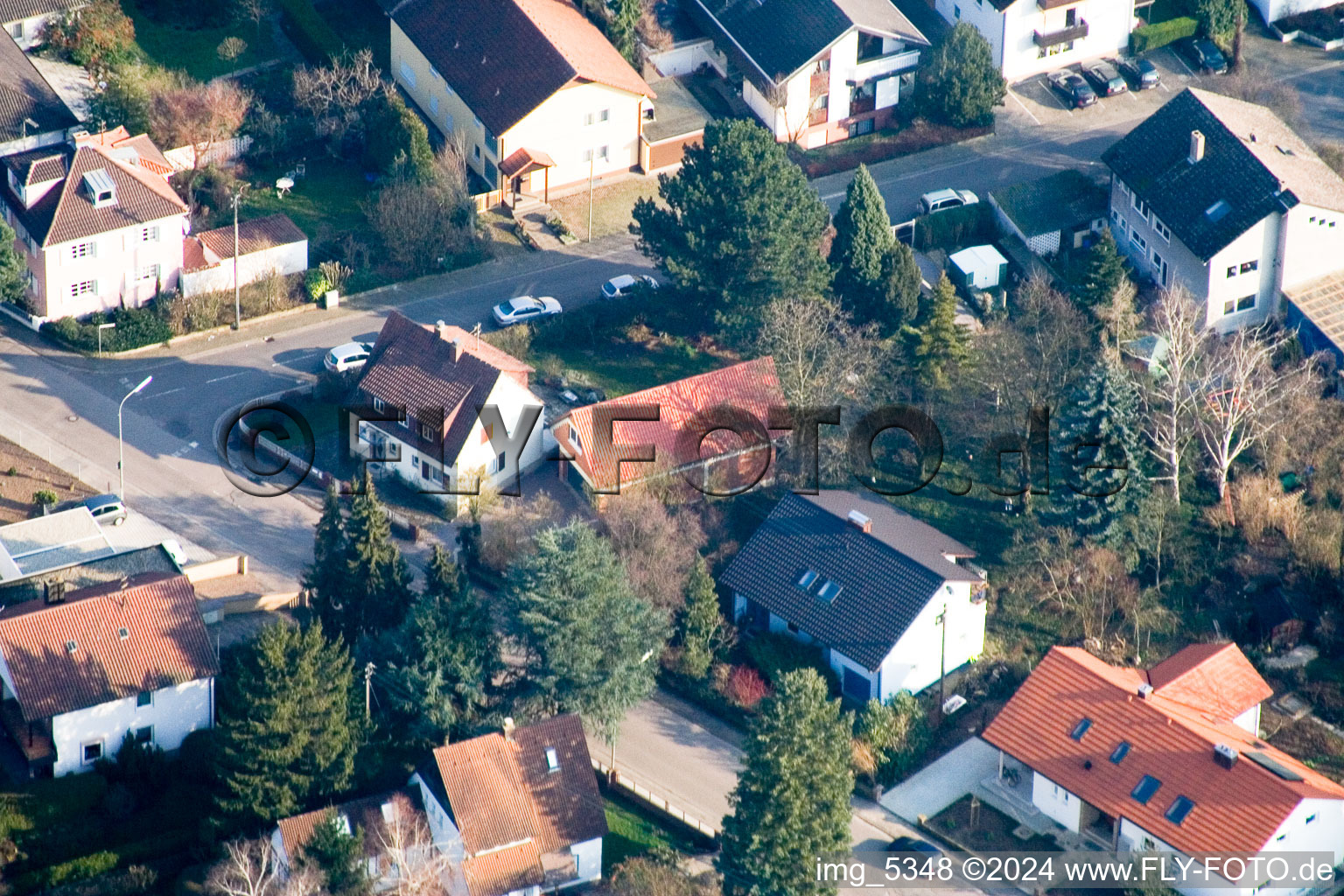 Oblique view of Zeppelinstr in Kandel in the state Rhineland-Palatinate, Germany