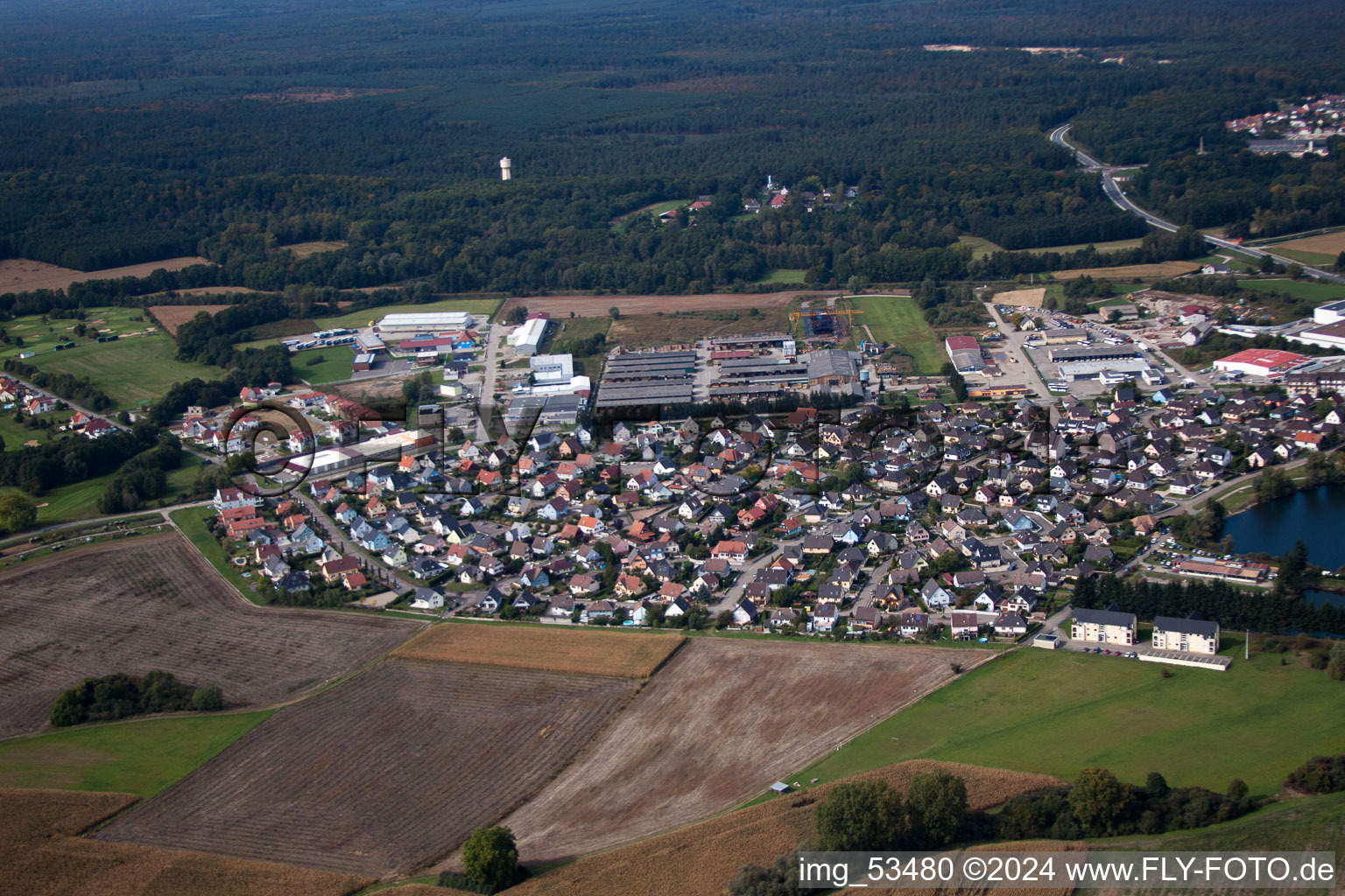 Soufflenheim in the state Bas-Rhin, France viewn from the air