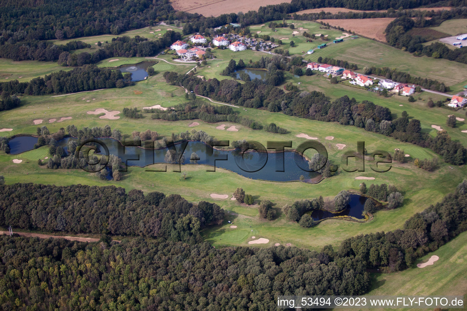 Drone recording of Baden-Baden Golf Club Soufflenheim in Soufflenheim in the state Bas-Rhin, France