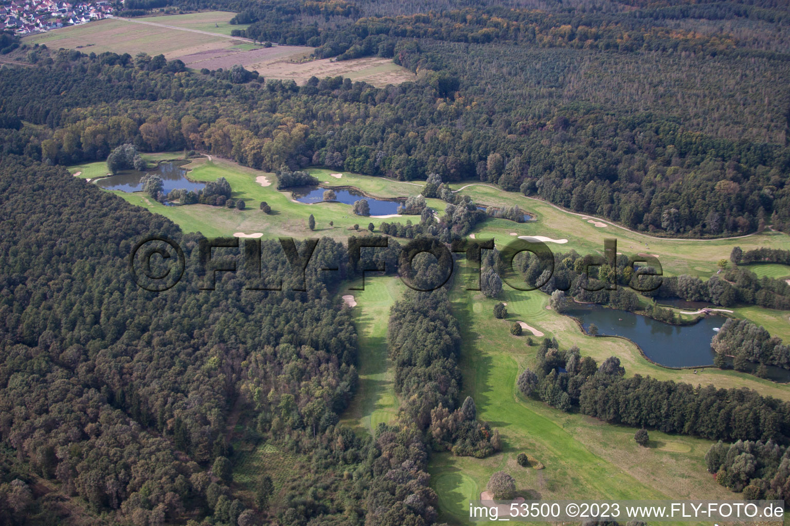 Baden-Baden Golf Club Soufflenheim in Soufflenheim in the state Bas-Rhin, France seen from a drone
