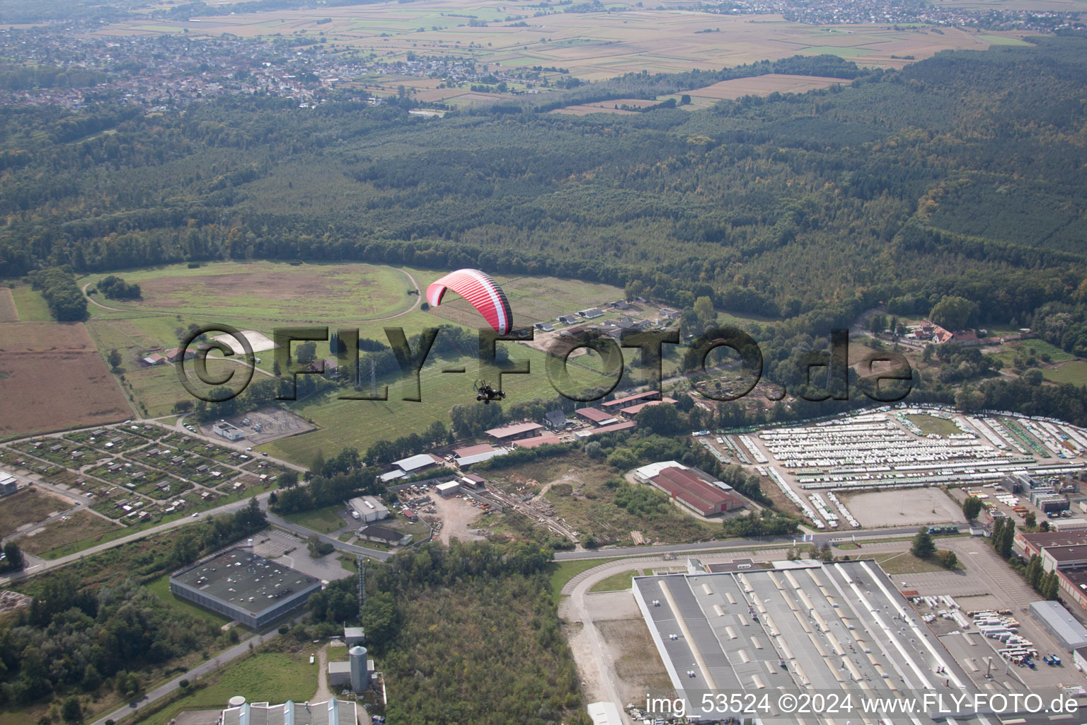 Aerial view of Marienthal in the state Bas-Rhin, France