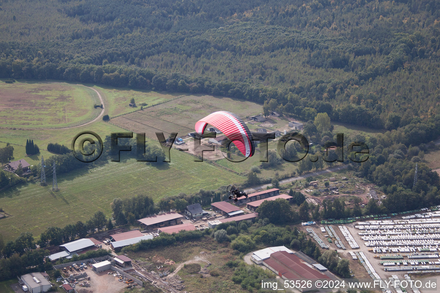 Oblique view of Marienthal in the state Bas-Rhin, France