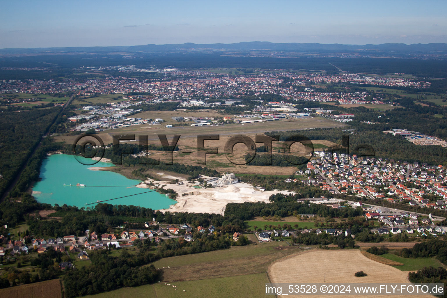 Runway with tarmac terrain of airfield Haguenau in Haguenau in Grand Est, France