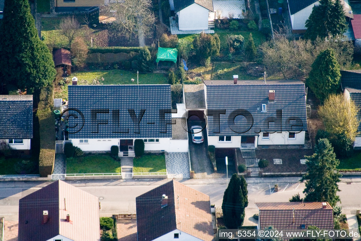 Zeppelinstr in Kandel in the state Rhineland-Palatinate, Germany viewn from the air