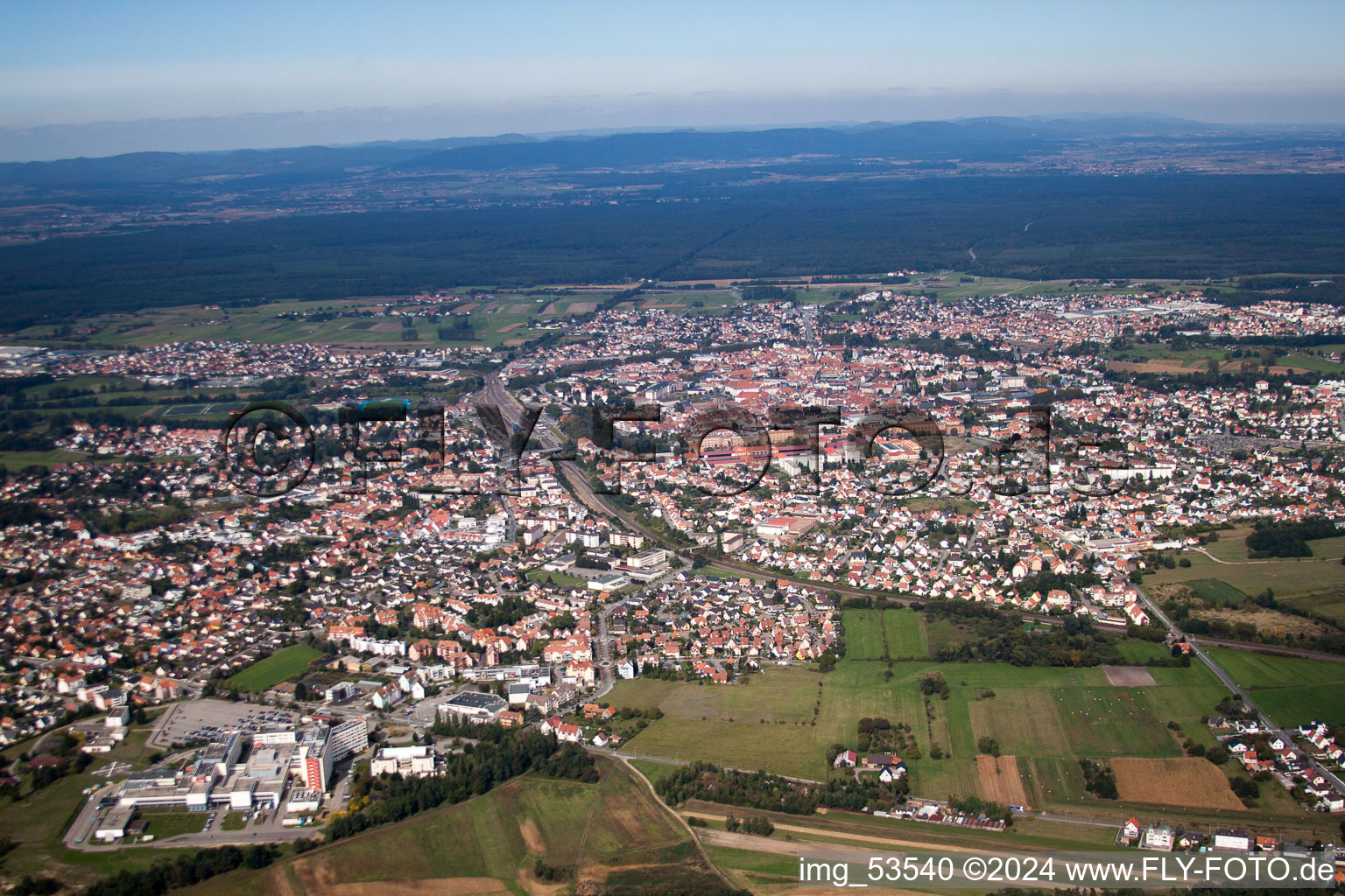 Bird's eye view of Haguenau in the state Bas-Rhin, France