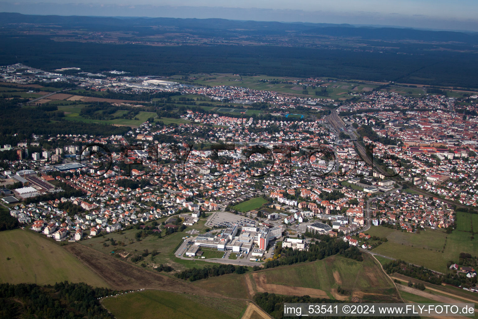 Haguenau in the state Bas-Rhin, France viewn from the air