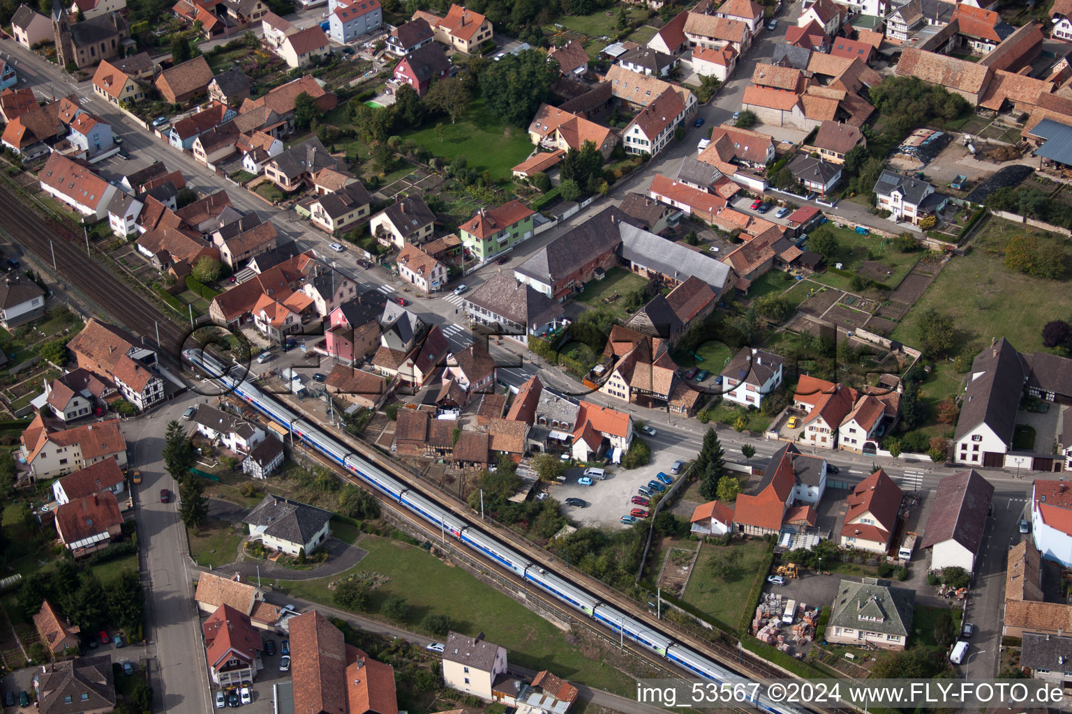 Aerial photograpy of Schwindratzheim in the state Bas-Rhin, France