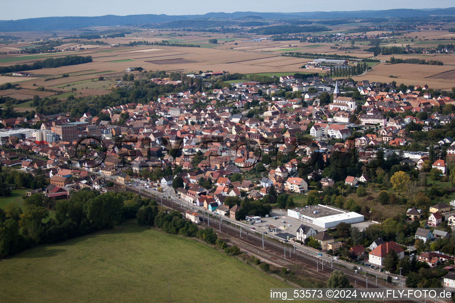 Hochfelden in the state Bas-Rhin, France from a drone