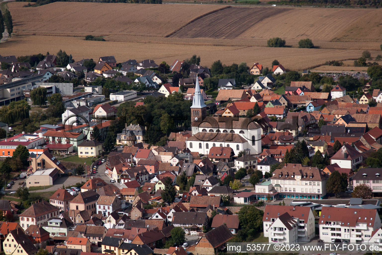 Aerial photograpy of Hochfelden in the state Bas-Rhin, France