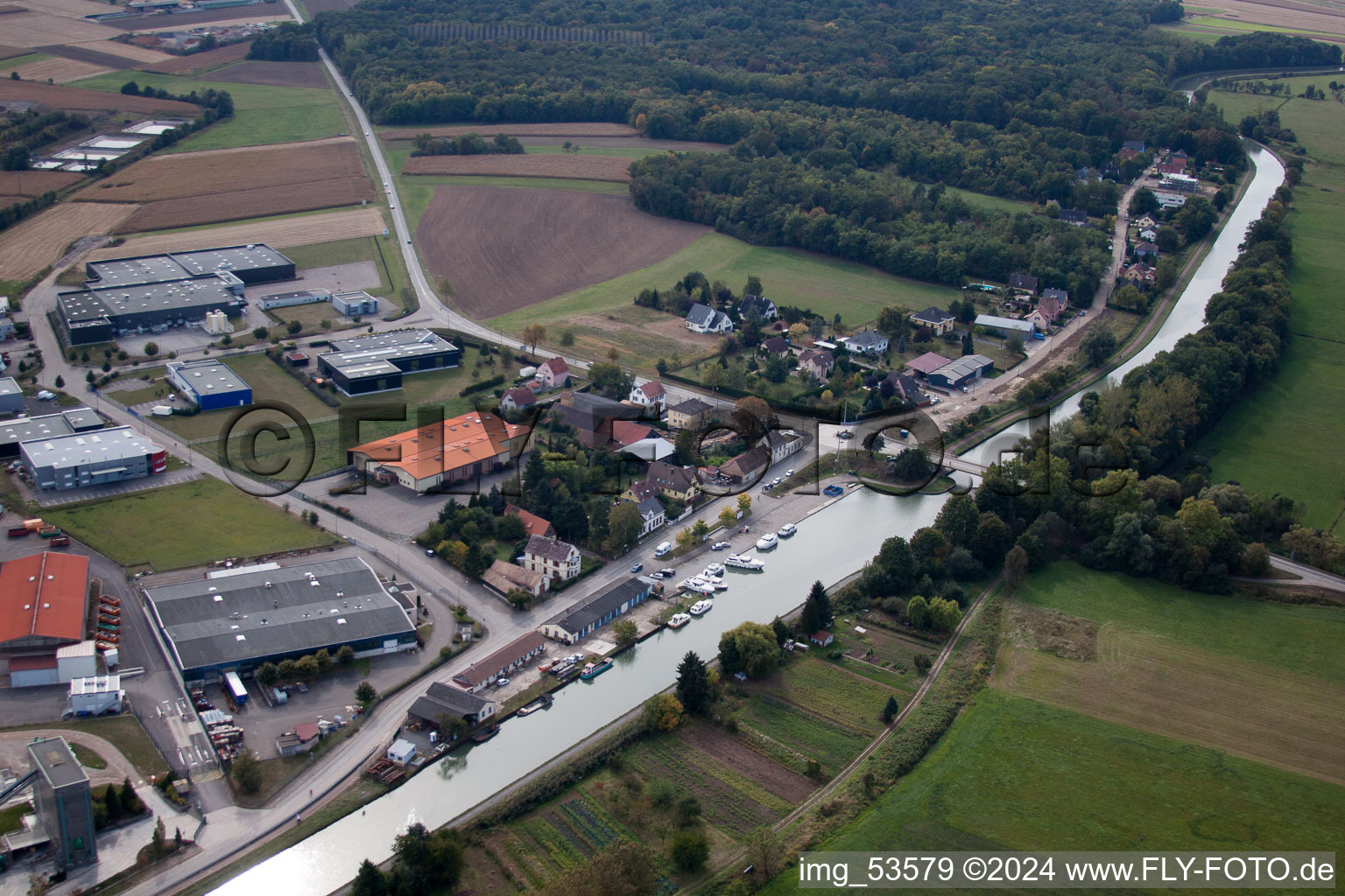 Oblique view of Hochfelden in the state Bas-Rhin, France