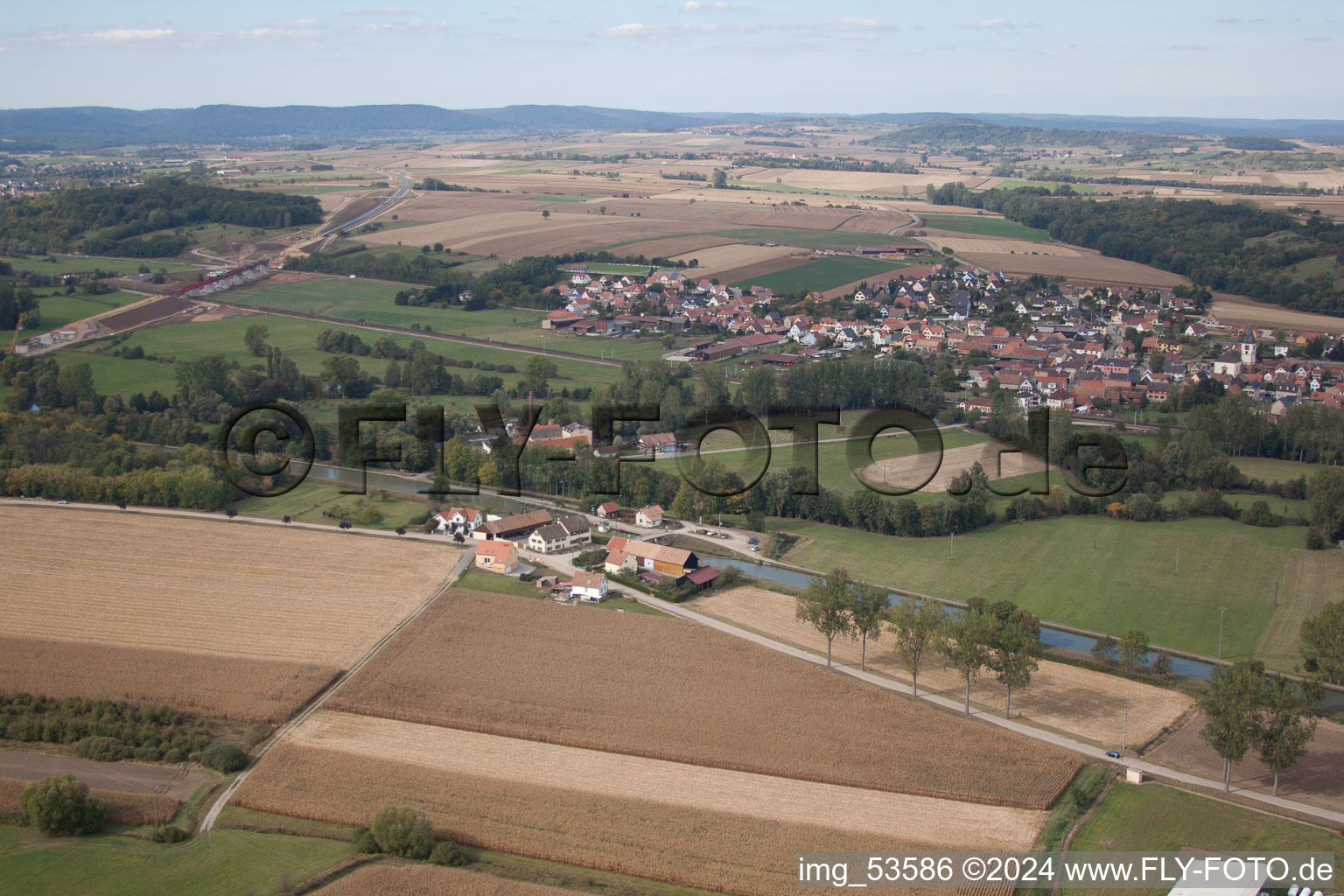 Oblique view of Lupstein in the state Bas-Rhin, France