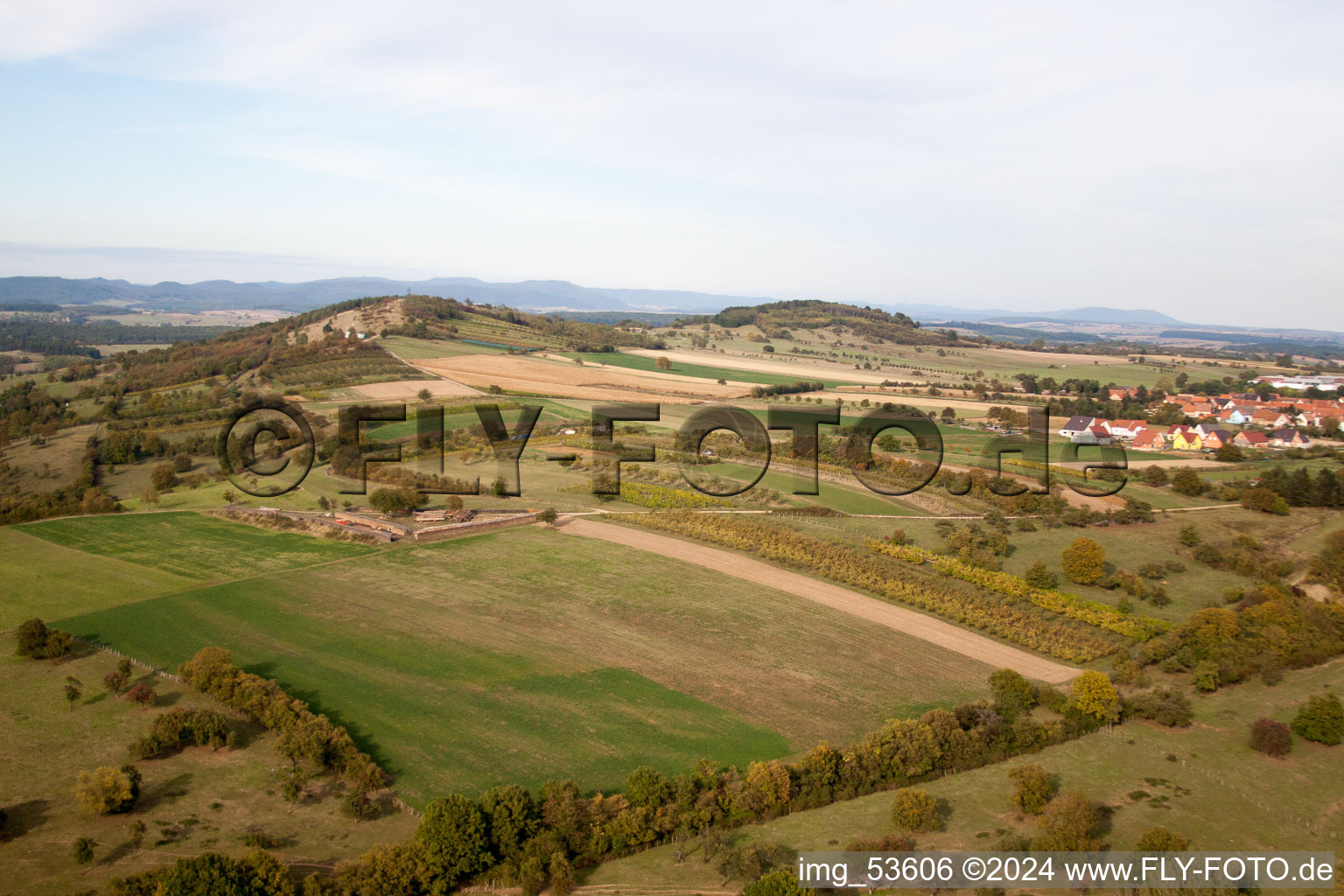 Aerial view of Imbsheim in the state Bas-Rhin, France