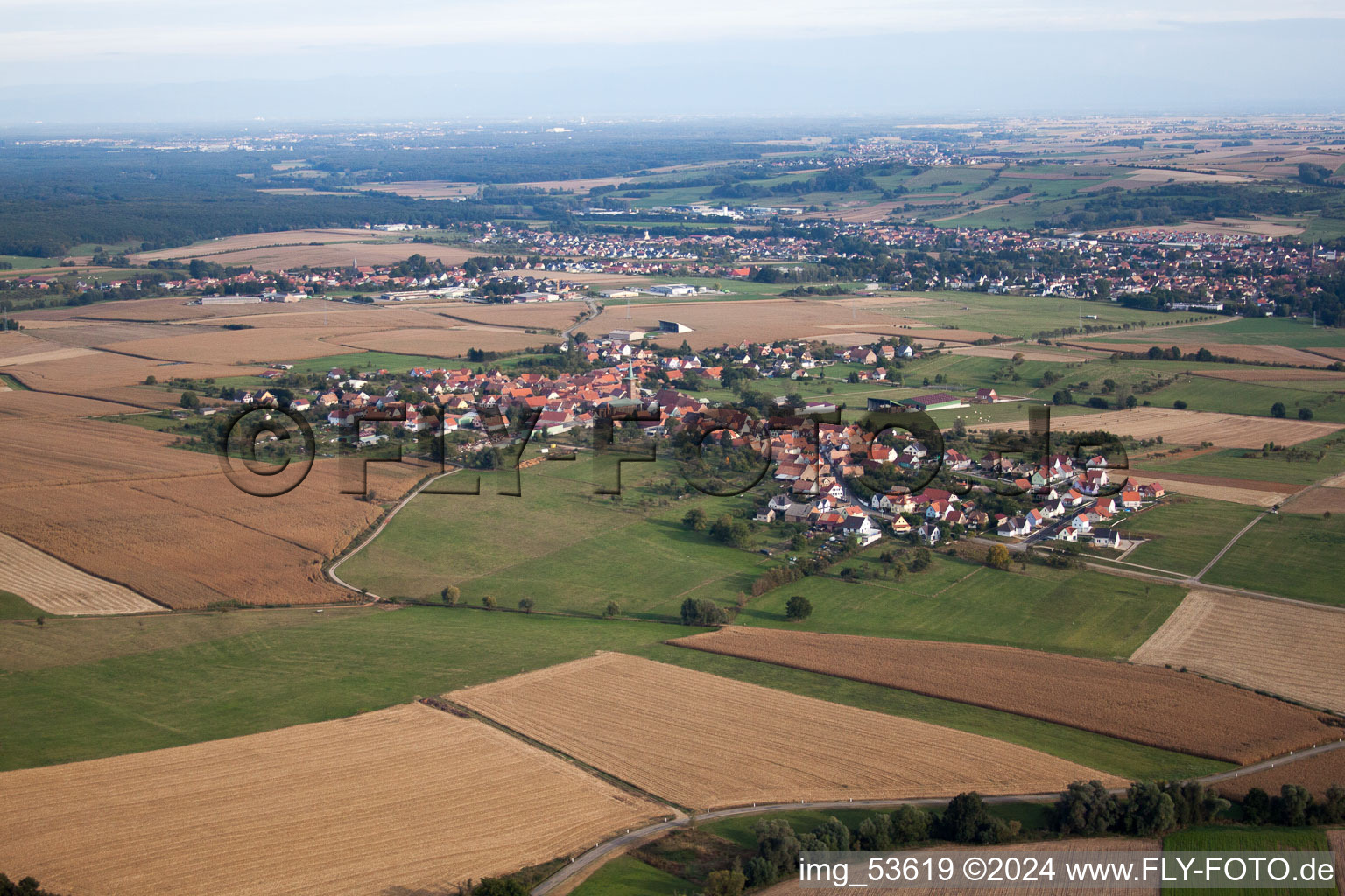 Uhrwiller in the state Bas-Rhin, France from the plane