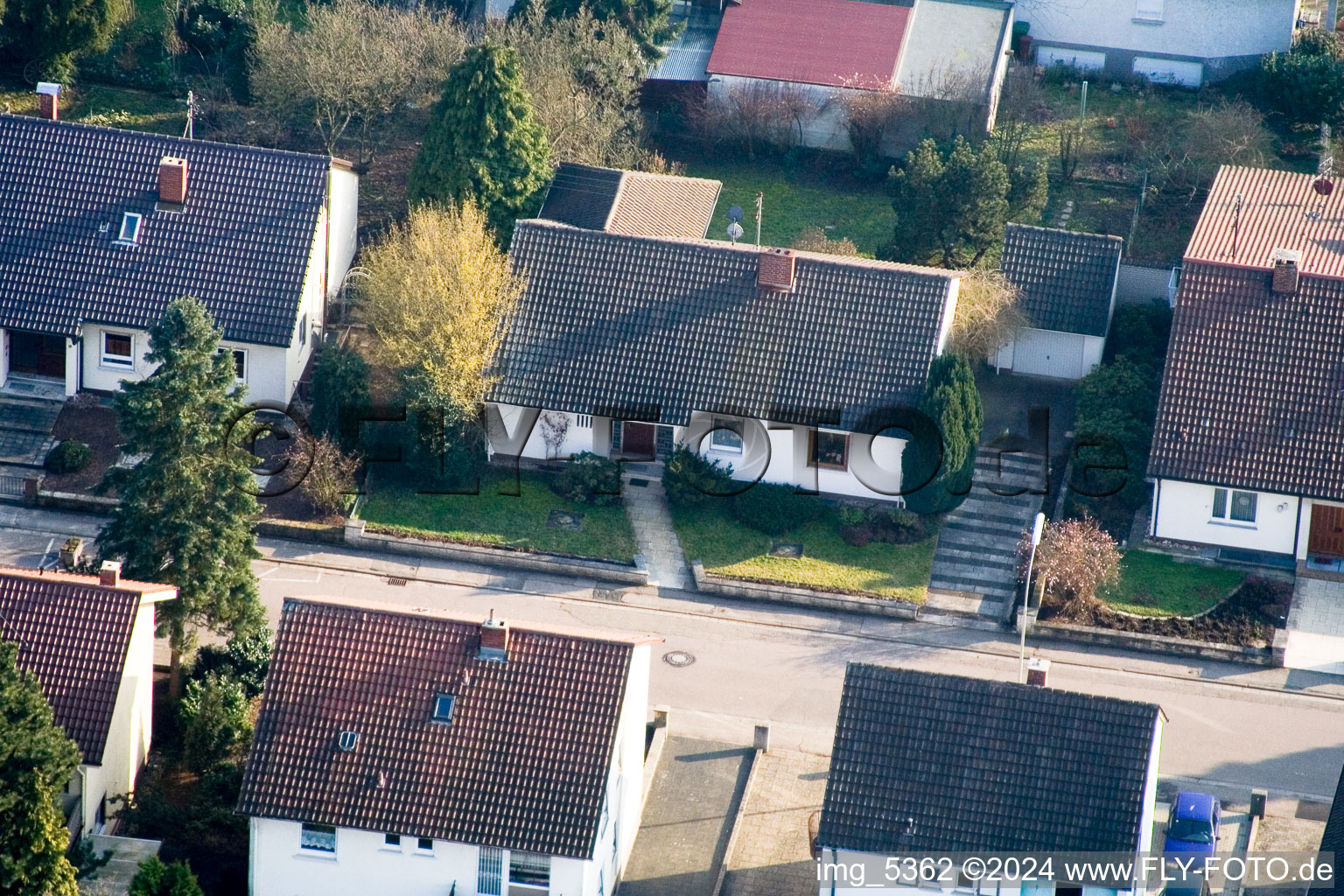 Zeppelinstr in Kandel in the state Rhineland-Palatinate, Germany seen from a drone