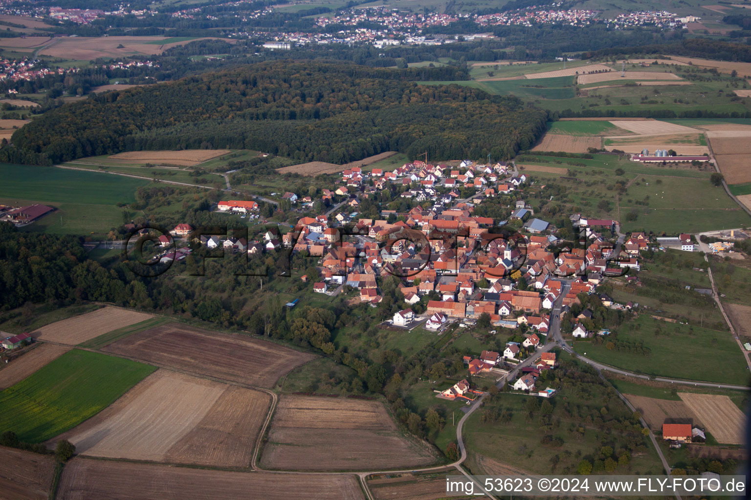 Engwiller in the state Bas-Rhin, France from the plane