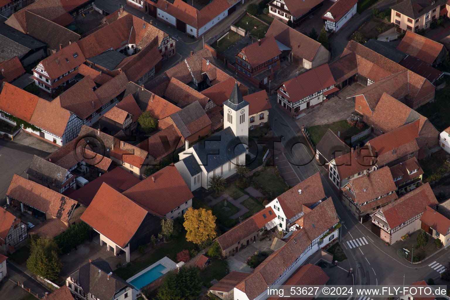 Engwiller in the state Bas-Rhin, France viewn from the air