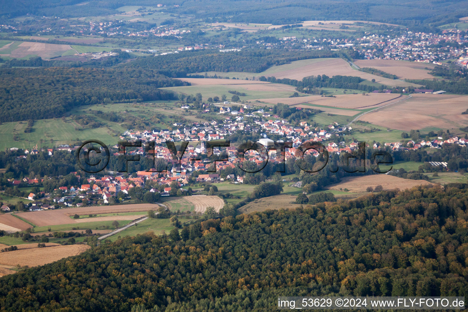 Drone image of Engwiller in the state Bas-Rhin, France