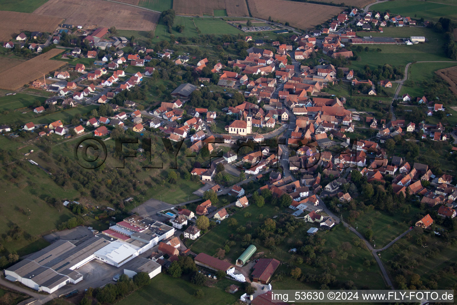 Bird's eye view of Mietesheim in the state Bas-Rhin, France