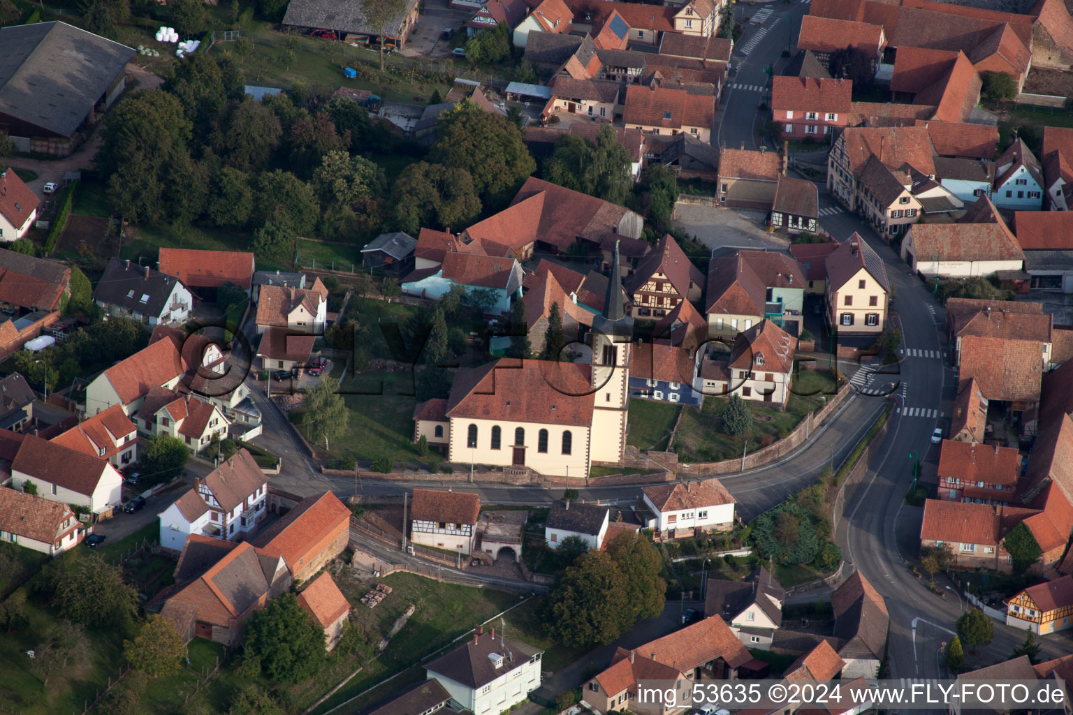 Mietesheim in the state Bas-Rhin, France viewn from the air