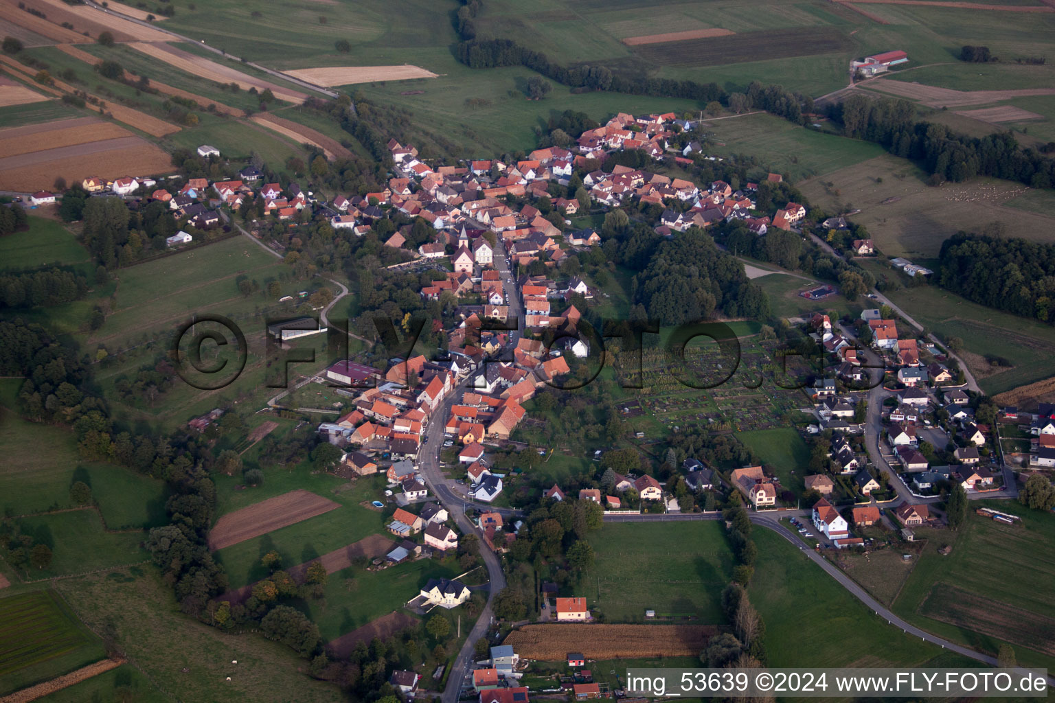 Griesbach in the state Bas-Rhin, France seen from above