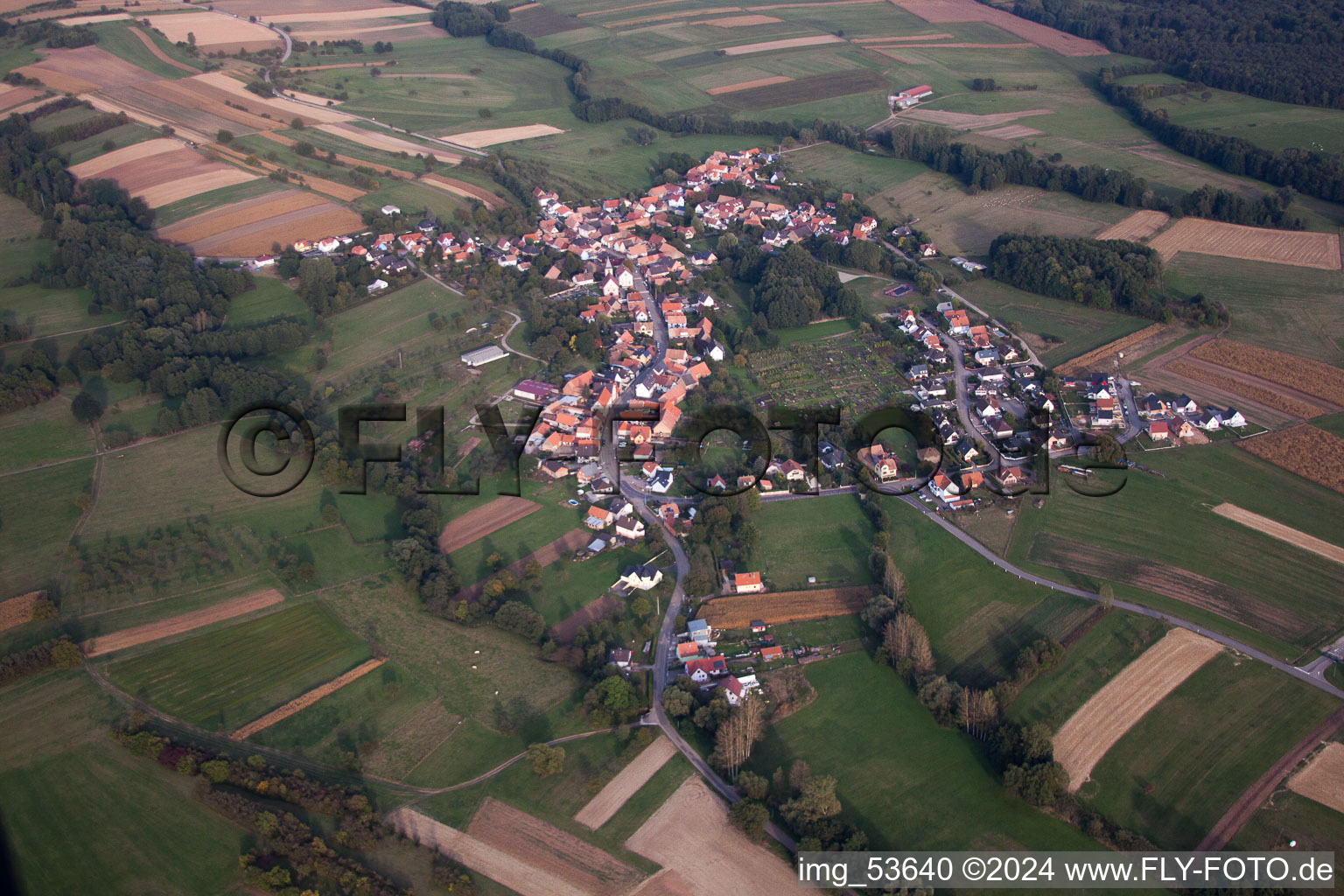 Griesbach in the state Bas-Rhin, France from the plane