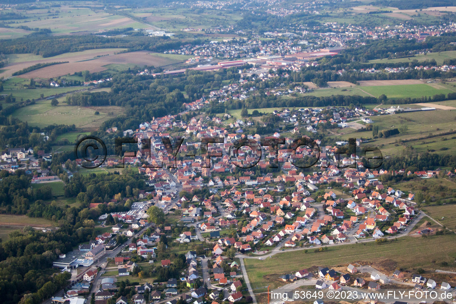Griesbach in the state Bas-Rhin, France from a drone