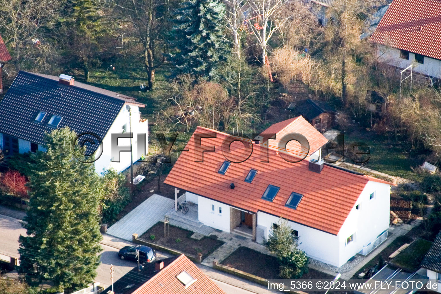 Oblique view of Zeppelinstr in Kandel in the state Rhineland-Palatinate, Germany