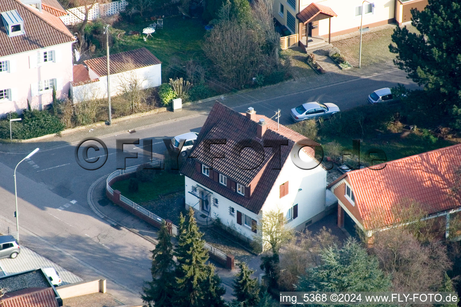 Aerial view of Luitpoldstr in Kandel in the state Rhineland-Palatinate, Germany