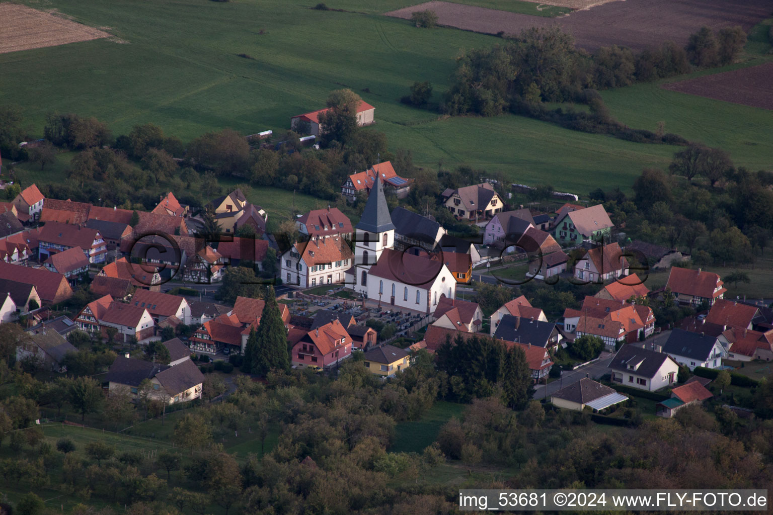 Morsbronn-les-Bains in the state Bas-Rhin, France from the plane