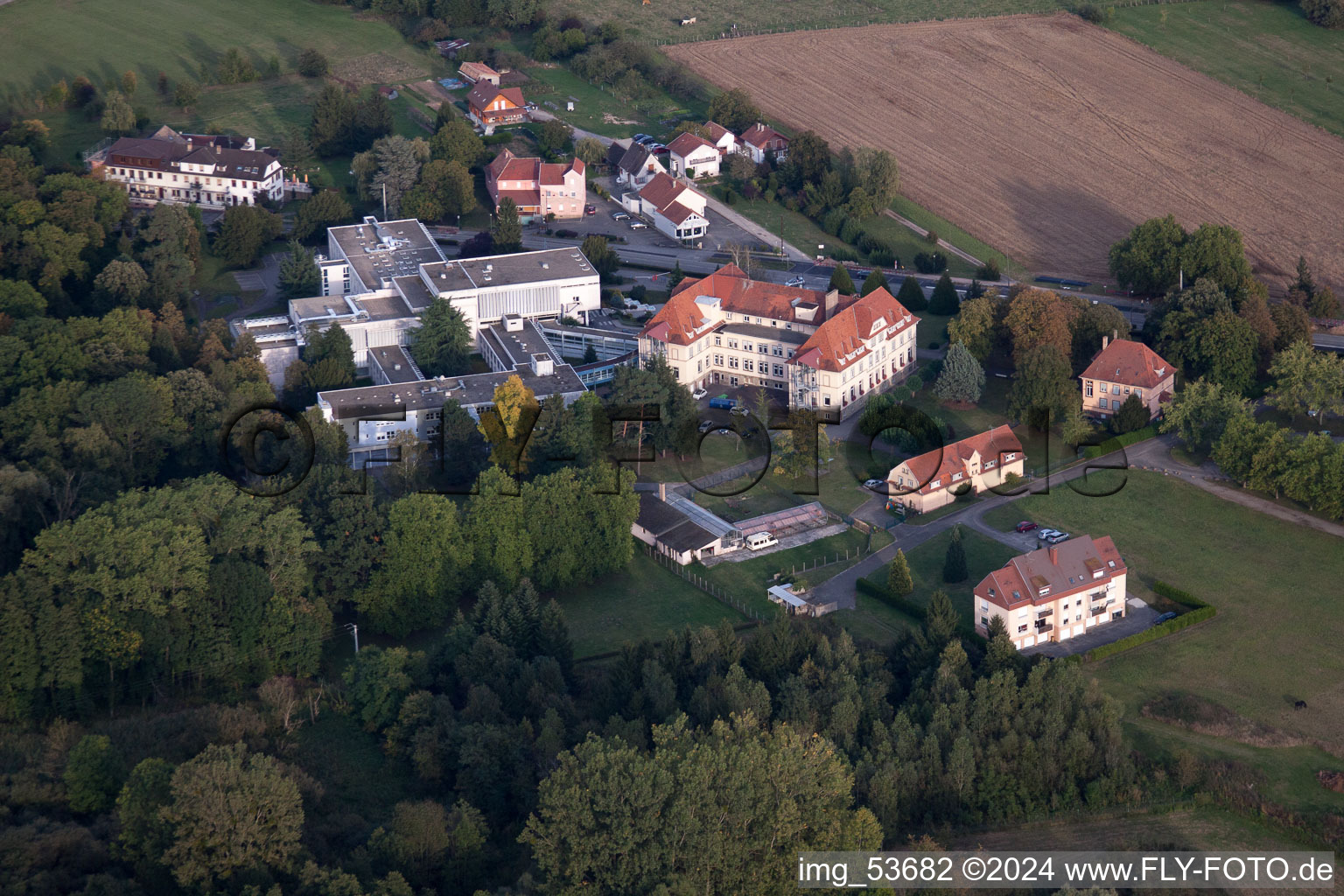 Bird's eye view of Morsbronn-les-Bains in the state Bas-Rhin, France