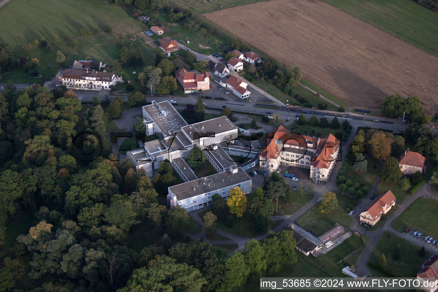 Morsbronn-les-Bains in the state Bas-Rhin, France viewn from the air