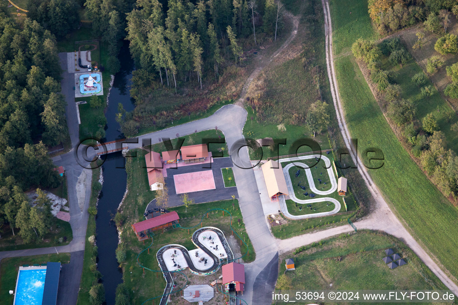 Gunstett in the state Bas-Rhin, France seen from a drone