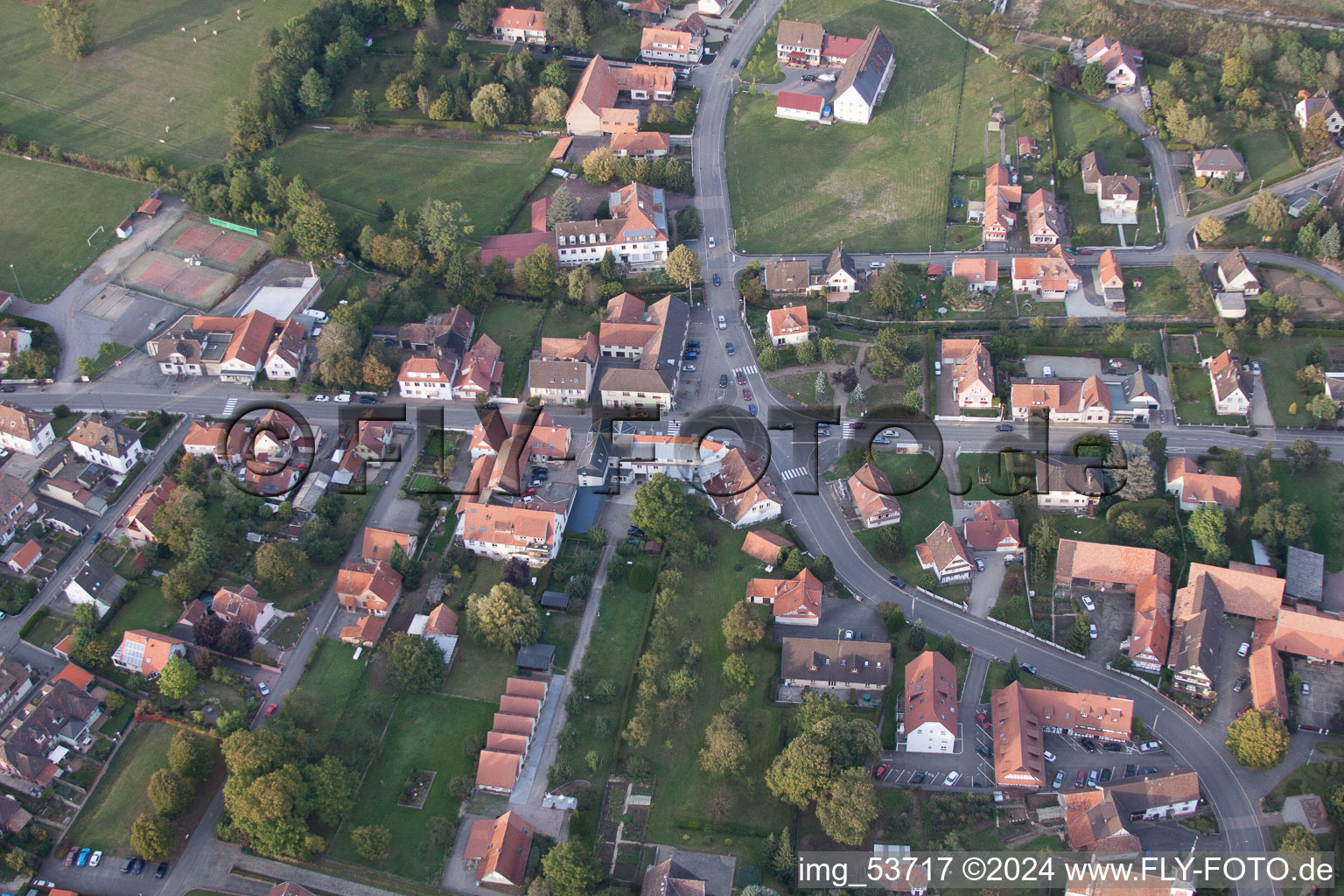 Drone recording of Merkwiller-Pechelbronn in the state Bas-Rhin, France