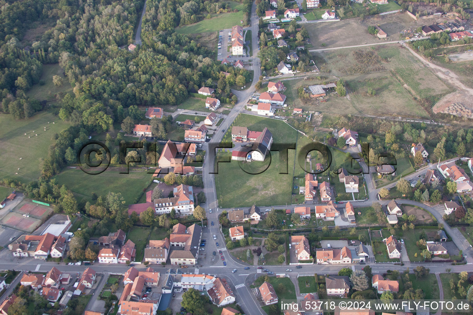 Drone image of Merkwiller-Pechelbronn in the state Bas-Rhin, France