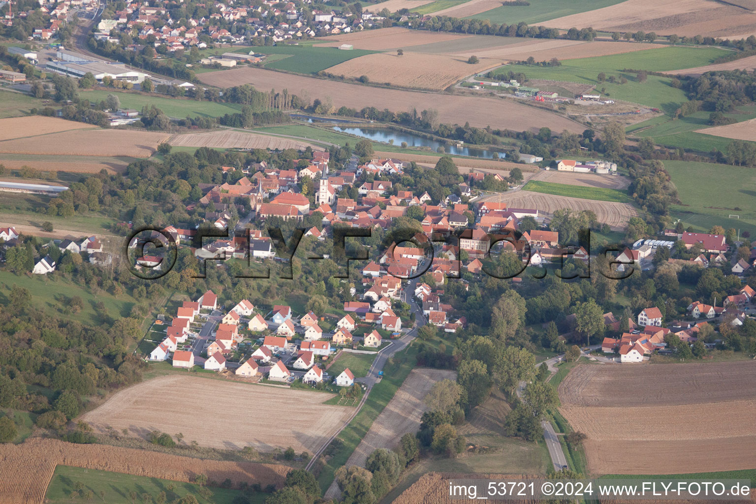 Merkwiller-Pechelbronn in the state Bas-Rhin, France from a drone