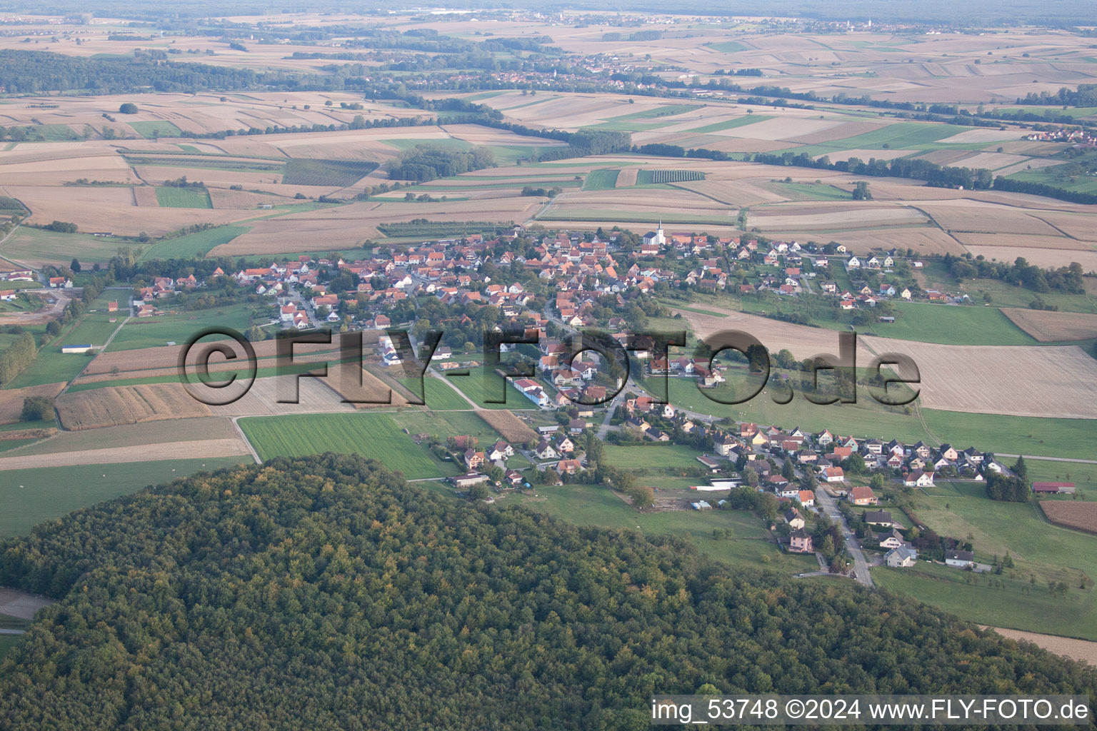 Keffenach in the state Bas-Rhin, France seen from a drone