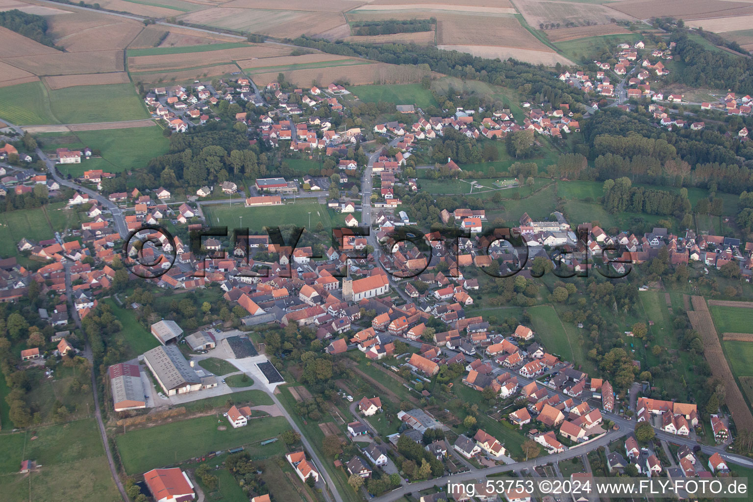 Riedseltz in the state Bas-Rhin, France viewn from the air