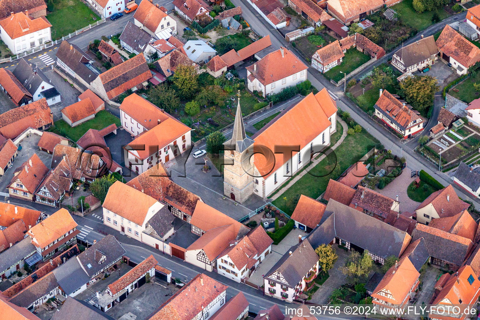 Church building in the village of in Riedseltz in Grand Est, France