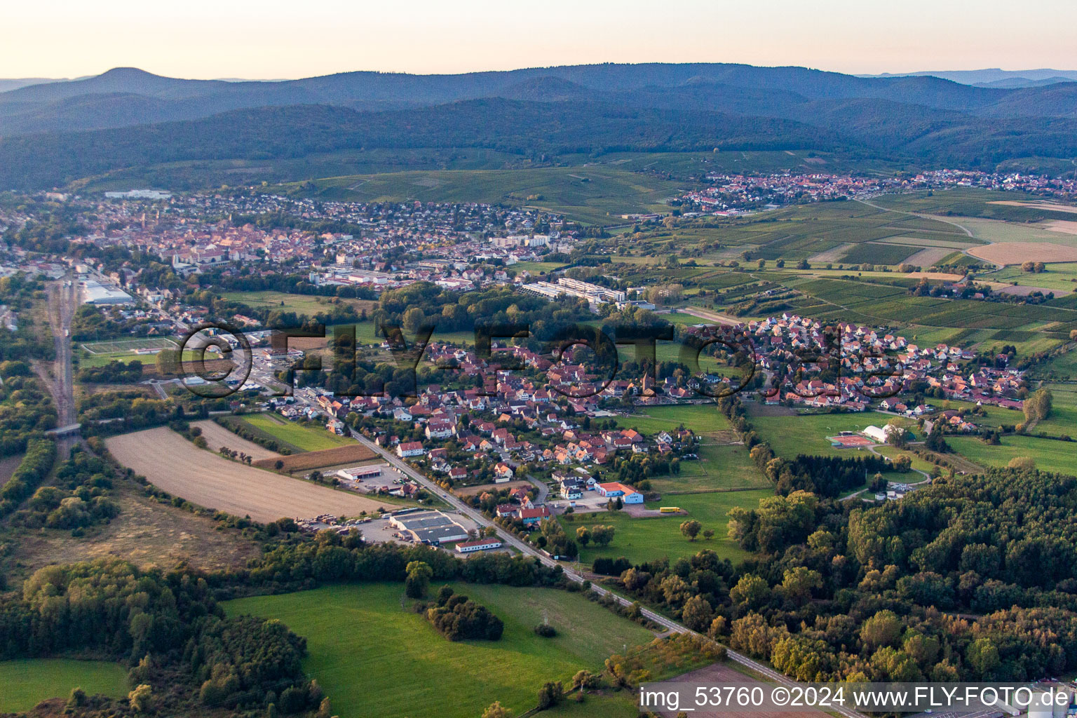 Drone recording of District Altenstadt in Wissembourg in the state Bas-Rhin, France