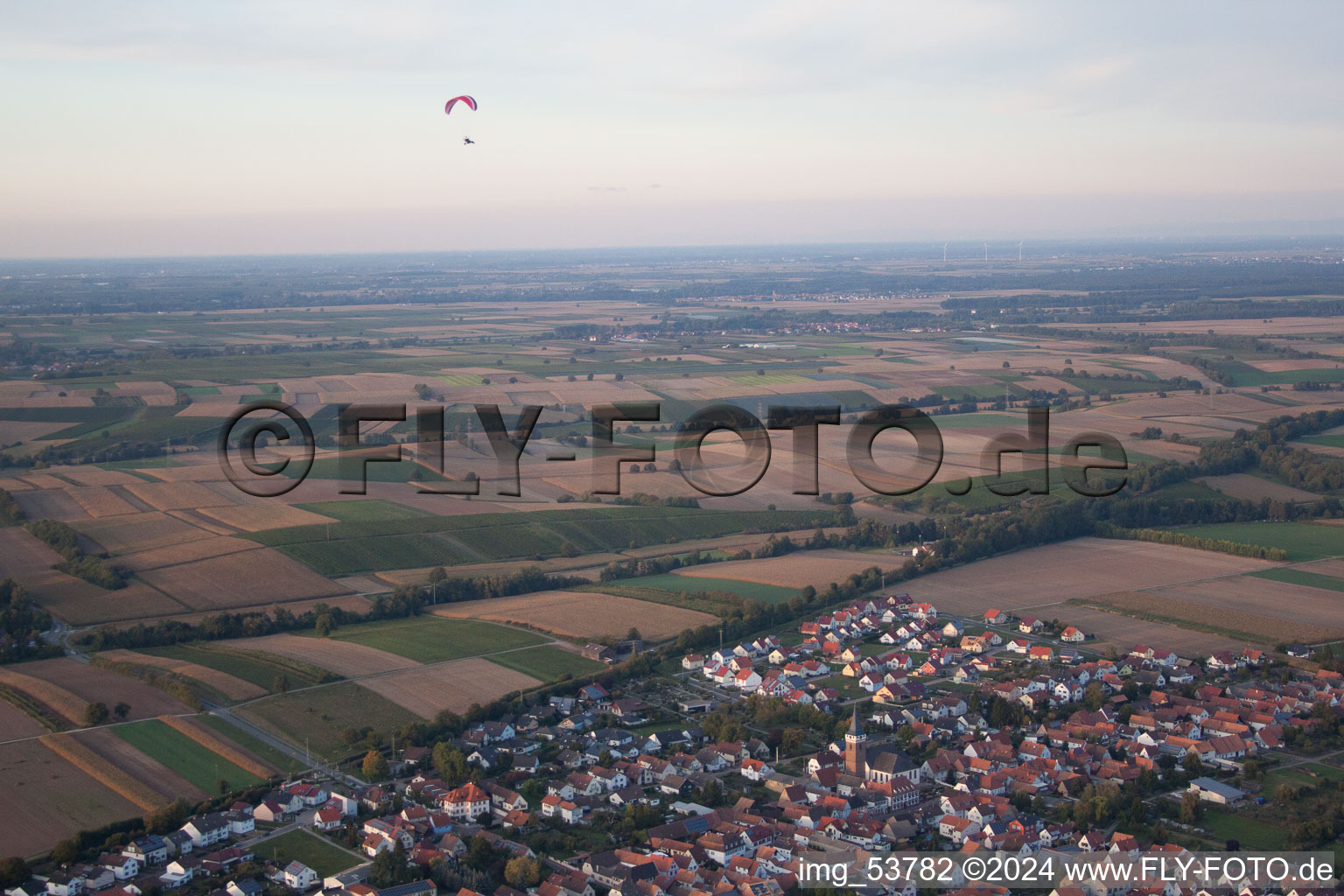 Aerial view of District Schaidt in Wörth am Rhein in the state Rhineland-Palatinate, Germany