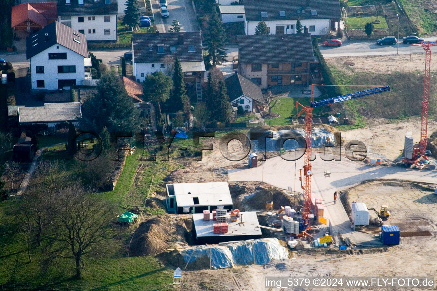 Bird's eye view of New development area Am Höhenweg in Kandel in the state Rhineland-Palatinate, Germany