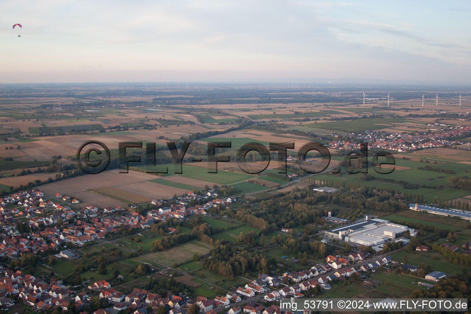 District Schaidt in Wörth am Rhein in the state Rhineland-Palatinate, Germany from above