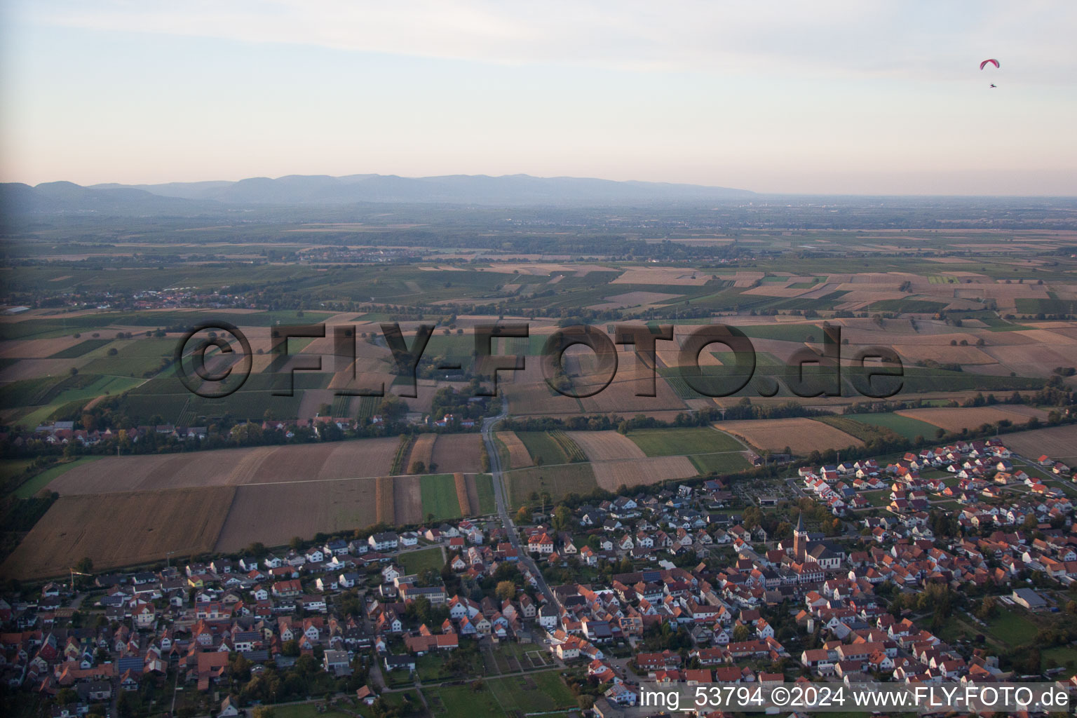 District Schaidt in Wörth am Rhein in the state Rhineland-Palatinate, Germany from the plane