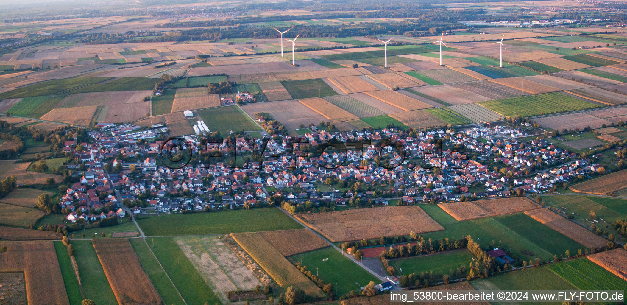 Minfeld in the state Rhineland-Palatinate, Germany viewn from the air