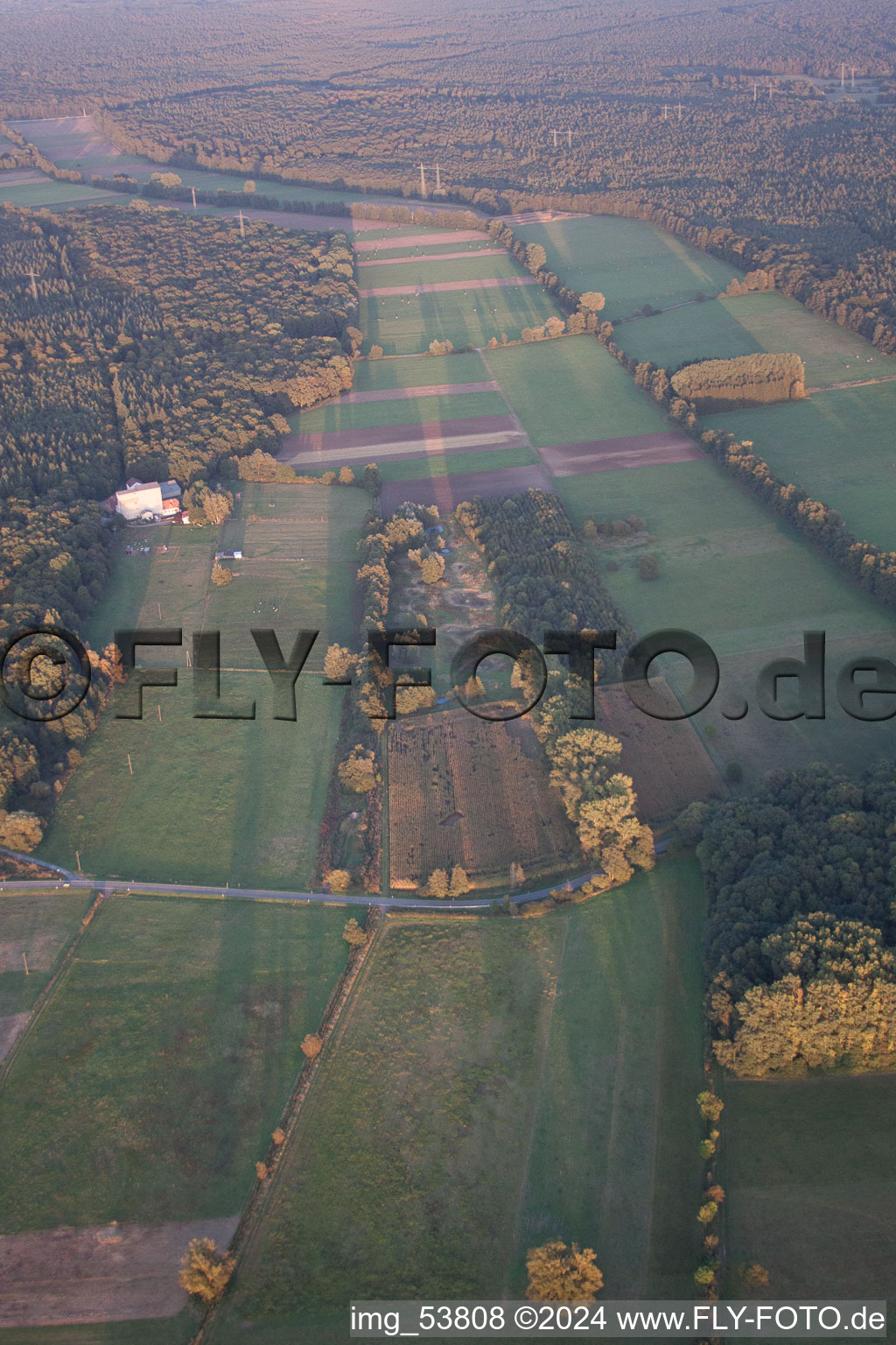 Otterbach Valley in Minfeld in the state Rhineland-Palatinate, Germany from a drone