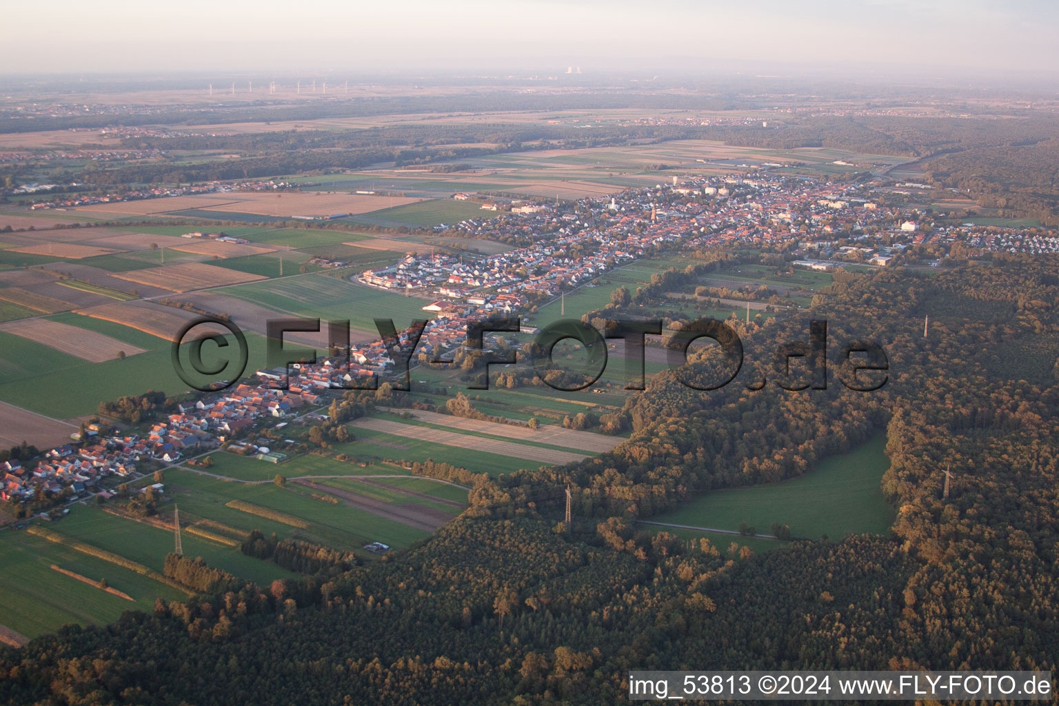 Drone recording of Saarstr in Kandel in the state Rhineland-Palatinate, Germany