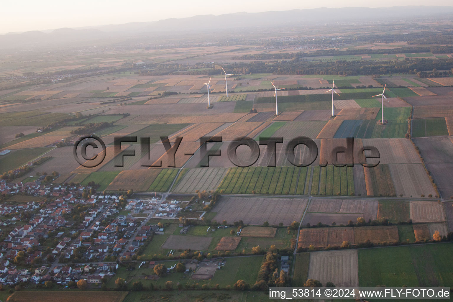 Drone recording of Minfeld in the state Rhineland-Palatinate, Germany