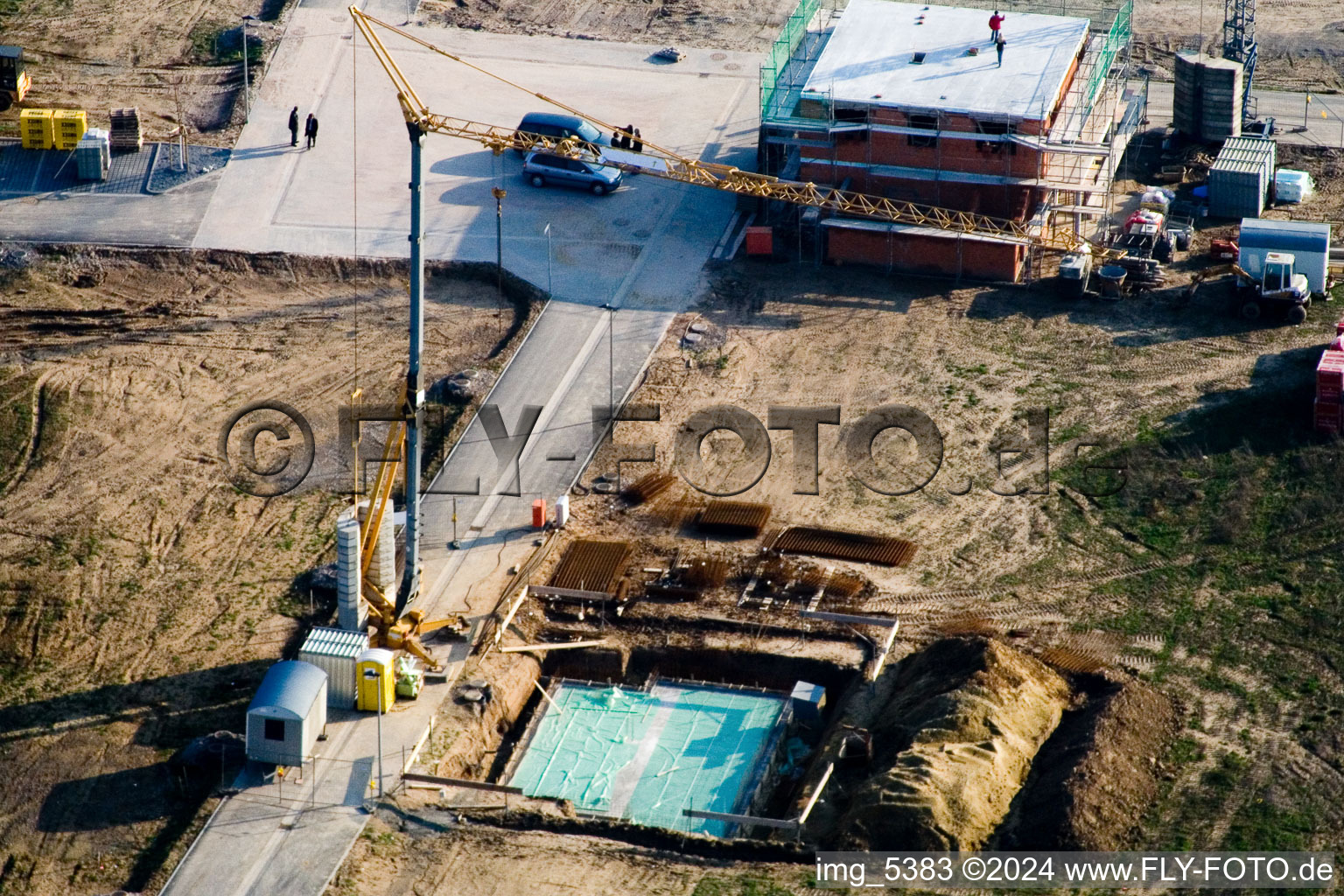 New development area on the Höhenweg in Kandel in the state Rhineland-Palatinate, Germany from the drone perspective